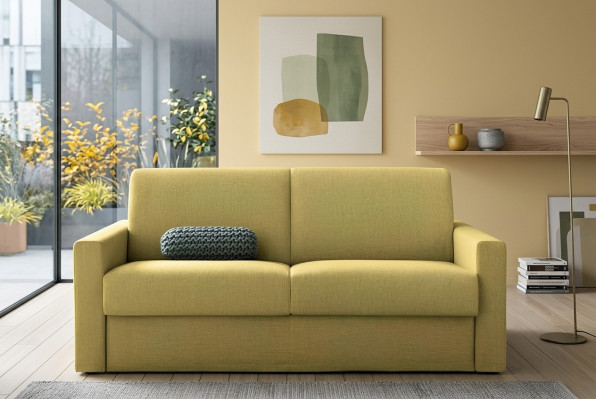 Zwee-Sëtzer Designer Sofa 2 Sëtzer Giel Stoffsofa Schlofzouf italienesch Miwwelen