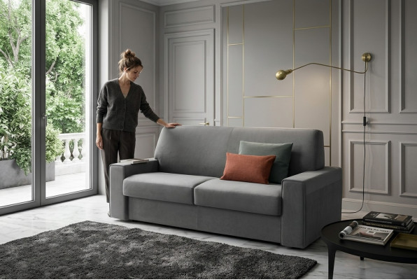 Wunnzëmmer Textilsgefor Grau Zweisëtzer Designer Sofas Polstersofas 2 Sëtzer Neit