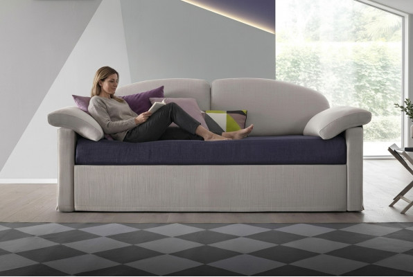 Design Sofa 3 Sëtzer Couch Polster Luxus Textil Zweefaarweg Italienesch Miwwelen
