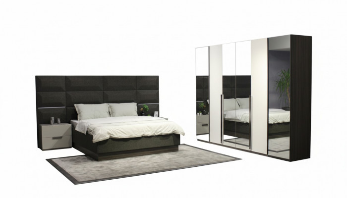 Komplett Schlafzimmer Miwwel Set Bett 2x Nuetsdësch Schminktisch Spigel 8tlg Nei