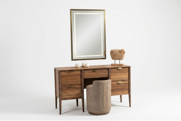 Luxus Miwweldesign Schminktisch mat Spigel Hocker Nei Schlofkummer Nei