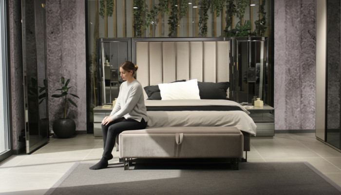 Luxus-Schlofzëmmer-Set Bett + 2x Nuetsdëscher Komplett Zëmmer Miwwelen nei