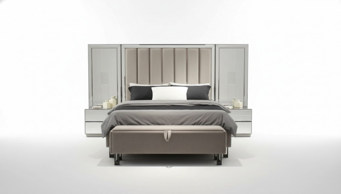 Luxus-Schlofzëmmer-Set Bett + 2x Nuetsdëscher Komplett Zëmmer Miwwelen nei