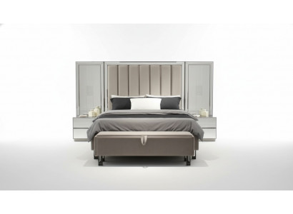 Luxus-Schlofzëmmer-Set Bett + 2x Nuetsdëscher Komplett Zëmmer Miwwelen nei