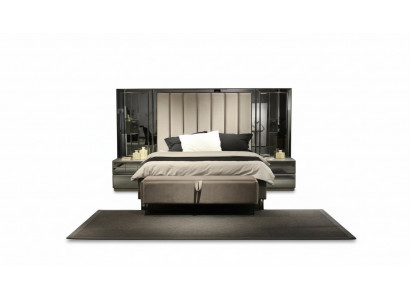 Bett 2x Nuetsdëscher Bänk Design Schlofzëmmer Set 4tlg Luxus Miwwelen Nei