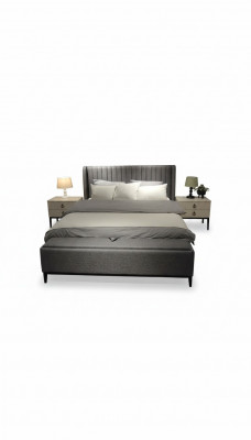 Luxuriéist Schlofzëmmer Set Designer Duebelbett Elegantes 2x Nuetsdëscher