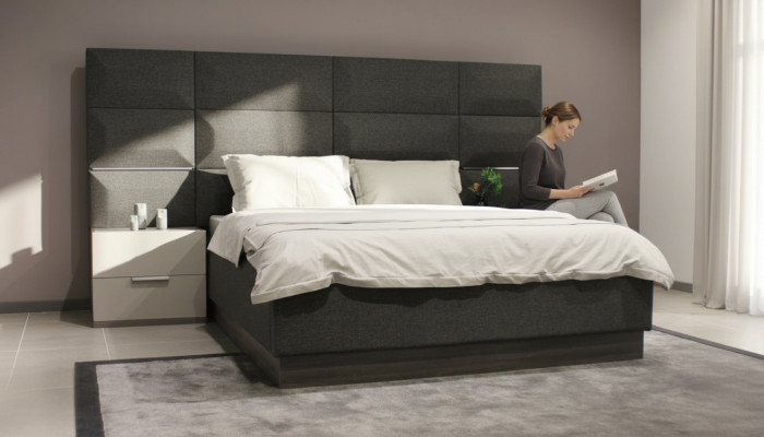 Luxus Schlofzëmmer Set Designer Bett 2x Nuetsdësch Holz Komplett nei 3 Deeler.