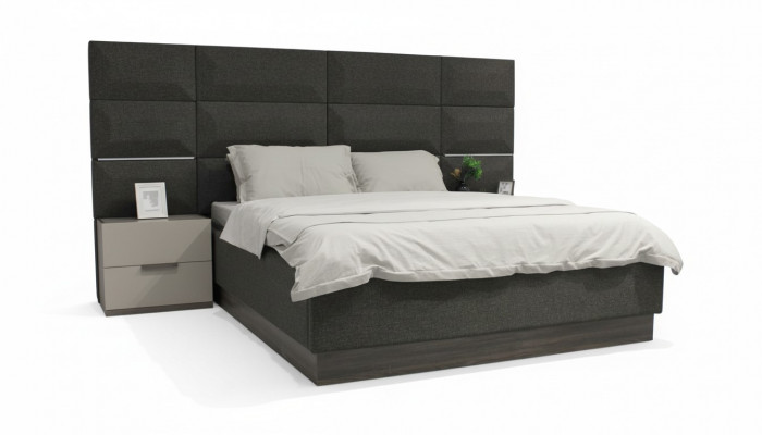 Luxus Schlofzëmmer Set Designer Bett 2x Nuetsdësch Holz Komplett nei 3 Deeler.