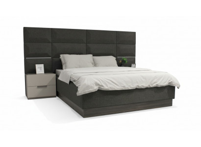 Luxus Schlofzëmmer Set Designer Bett 2x Nuetsdësch Holz Komplett nei 3 Deeler.