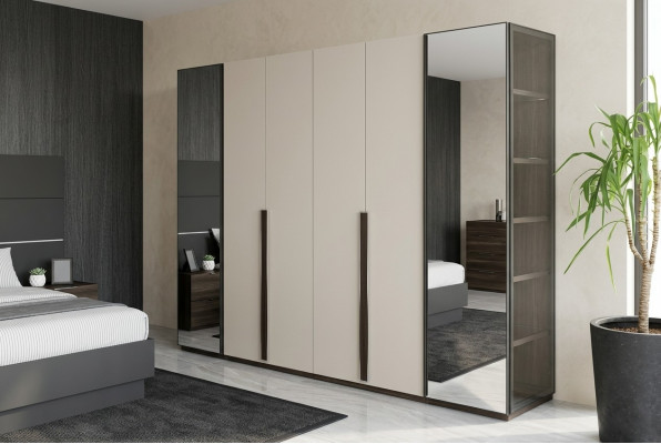 Schaf Designer Kleederschaf mat Spigel Schlofkummer Luxus Miwwelen Holz Nei