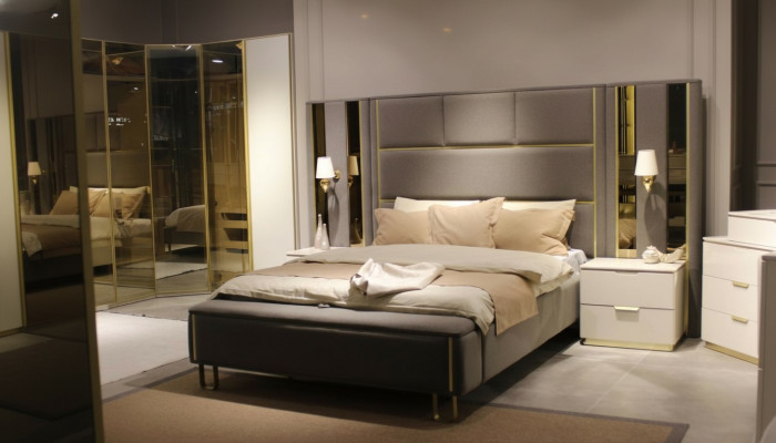 Luxus Schlofzëmmer Set Bett + 2x Nuetsdëscher + Bänk Design Miwwelen 4 Stéck. Nei