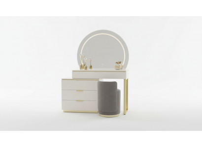 Schminktisch Set Konsolspigel Schlofkummer Miwwel Design Hocker 3 Deeler Nei