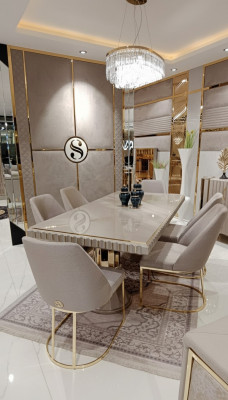 Luxus Dësch Beige Edelstol Dëscher Italienescht Design Iessdëscher Iessdësch Nei
