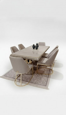 Luxus Dësch Beige Edelstol Dëscher Italienescht Design Iessdëscher Iessdësch Nei