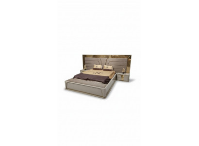 Schlofzëmmer Set Luxus Komplett Bett +2x Nuetsdëscher 3pcs. Modern Set Nei