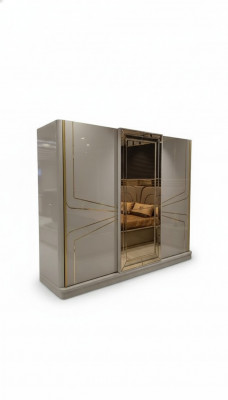 Moderne Kleederschaf Luxus Schaf Holz Schiefer Glas Héichglanz Schlofzëmmer