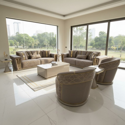Sofagarnitur 3+3+1+1 Sëtzer Textil Modern Komplett Fotell Sofa 3 Sëtzer Luxus