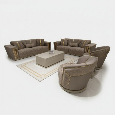 Sofagarnitur 3+3+1+1 Sëtzer Textil Modern Komplett Fotell Sofa 3 Sëtzer Luxus
