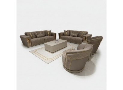 Sofagarnitur 3+3+1+1 Sëtzer Textil Modern Komplett Fotell Sofa 3 Sëtzer Luxus