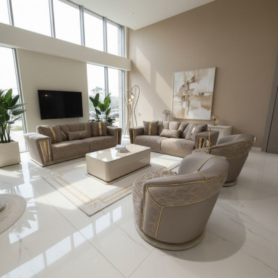 Modern Sofagarnitur 3+3+1 Plaz Sessel Textil 3-Sëtz Sofa 3tlg. Set Design Neit