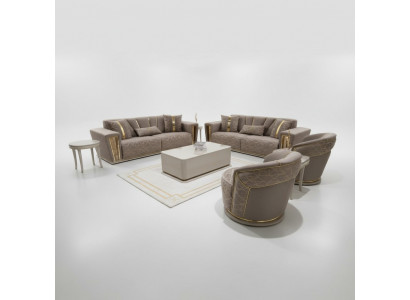 Modern Sofagarnitur 3+3+1 Plaz Sessel Textil 3-Sëtz Sofa 3tlg. Set Design Neit
