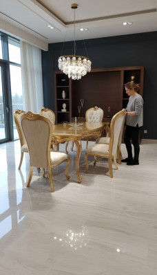 Klasseschen Iessdësch 200x110cm Gold Luxus Holzdësch Iessen Kichen Neit Design Dëscher