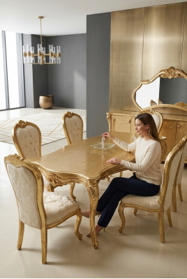 6x Stull Set Komplett Art déco Stil Design Chesterfield Stull Textil Nei