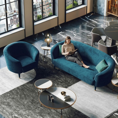 Samt Sofagarnitur 3+1 Sëtzer Wunnlandschaft Sëtz Design Canapé Lounge Sofas Miwwelen
