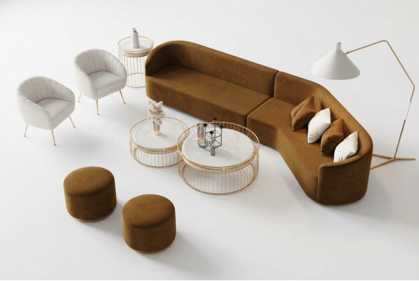 Ecksofa L-Form Wunnlandschaft Relax Sëtz Design Couch Lounge Canapéen Samett Sofa