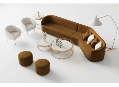 Ecksofa L-Form Wunnlandschaft Relax Sëtz Design Couch Lounge Canapéen Samett Sofa