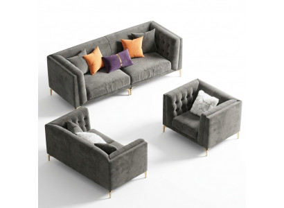 Stoff Wunnlandschaft Relax Sëtz Design Couch Lounge Sofae Samt Sofa 3 Sëtzer