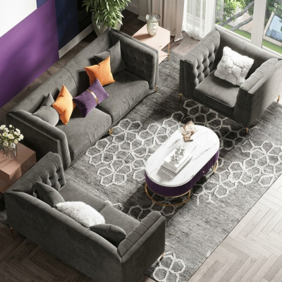 Sofagarnitur 3+2+1 Sëtzer Sofa Wunnlandschaft Relax Sëtz Design Canapé Sofas