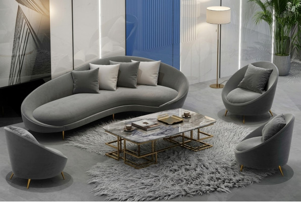 Ecksofa L-Form Samett Sofa Wunnlandschaft Relax Sëtz Design Canapé Lounge Sofaen