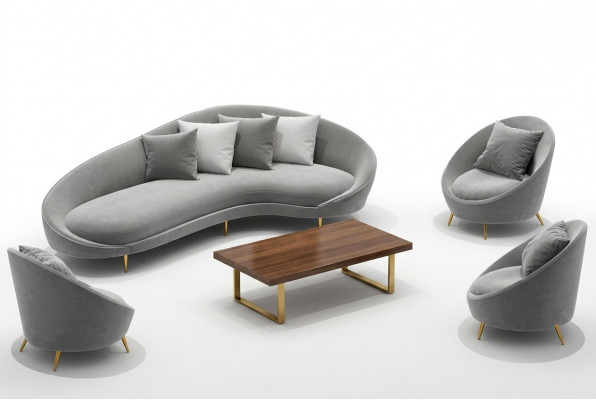 Eckcouch + Fauteuil Wunnlandschaft Relax Sëtz Design Canapé Lounge Canapéen Textil Samt