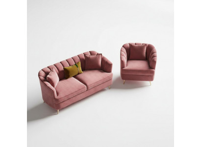Sofagarnitur 3+1 Sëtzer Sëtz Design Couch Lounge Canapéë Wunnlandschaft Samett Miwwelen