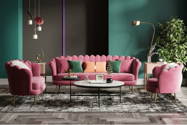 Miwwel Sëtz Design Canapé Lounge Sofas Textil Samett Sofagarnitur 3+2+1 Sëtzer Canapé