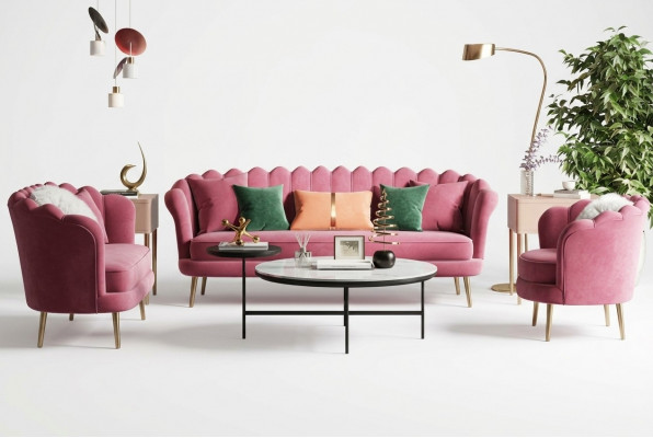 Miwwel Sëtz Design Canapé Lounge Sofas Textil Samett Sofagarnitur 3+2+1 Sëtzer Canapé