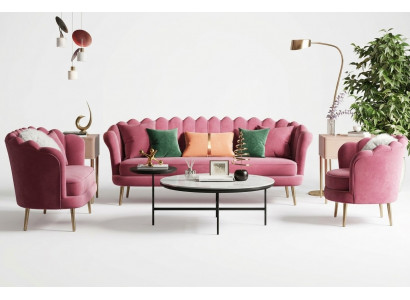 Miwwel Sëtz Design Canapé Lounge Sofas Textil Samett Sofagarnitur 3+2+1 Sëtzer Canapé
