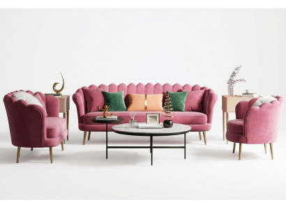 Couchen Miwwelen Relax Sëtzt Design Couch Lounge Canapéën Textil Canapé 3 Sëtzer Samett Nei
