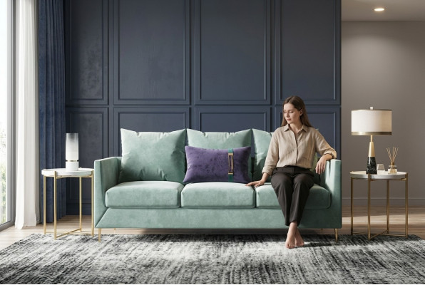 3-Sëtzer Stoff Sofa Wunnlandschaft Relax Sëtz Design Canapé Lounge Sofa Vellours