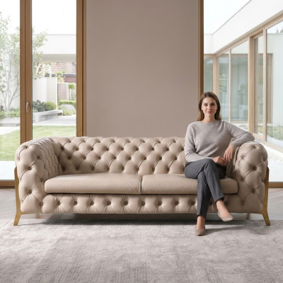 Kënschtläder 3 Sëtzbänk Sofa Wunnlandschaft Relax Sëtz Design Canapé Lounge Sofas