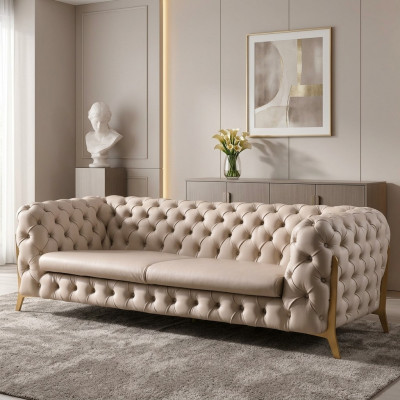 Kënschtläder 3 Sëtzbänk Sofa Wunnlandschaft Relax Sëtz Design Canapé Lounge Sofas