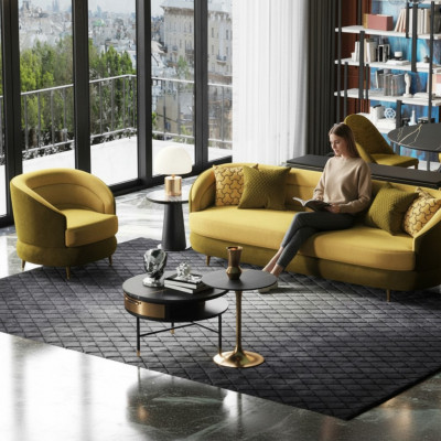 Relax Sëtz Design Canapé Lounge Sofas Textil Canapé 3 Sëtzer Dreisëtzer Samt