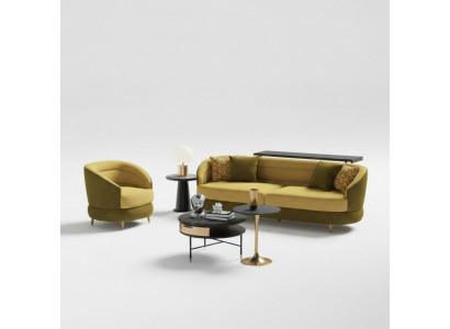 Design Couch Lounge Sofas Samt Sofagarnitur 3+1 Sëtzer Sofa Wunnlandschaft giel