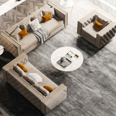 Chesterfield Sofagarnitur 321 Wunnlandschaft Relax Sëtz Design Canapé Sofa Samt