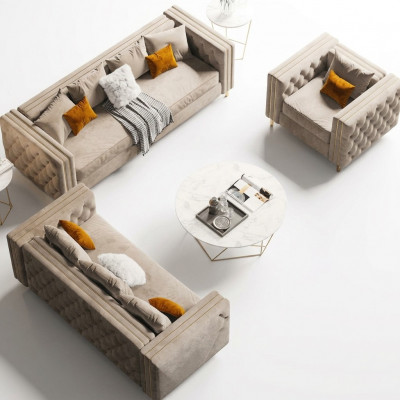 Chesterfield Sofagarnitur 321 Wunnlandschaft Relax Sëtz Design Canapé Sofa Samt