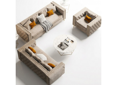 Chesterfield Sofagarnitur 321 Wunnlandschaft Relax Sëtz Design Canapé Sofa Samt