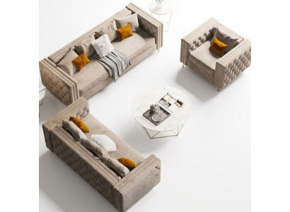 Samt Wunnlandschaft Relax Sëtz Design Canapé Lounge Canapéen Sofa 3 Sëtzer 233 cm