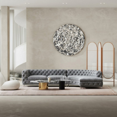 Chesterfield Sëtz Design Couch Lounge Sofaen Textil Ecksofa L-Form Wunnlandschaft