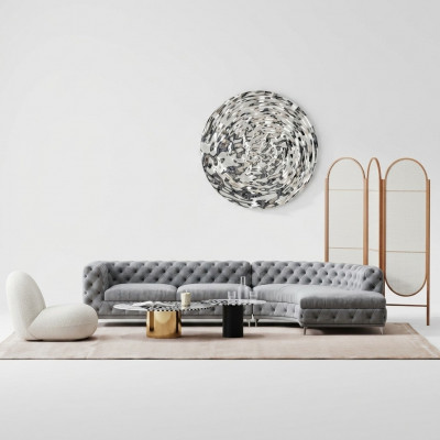 Chesterfield Sëtz Design Couch Lounge Sofaen Textil Ecksofa L-Form Wunnlandschaft